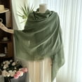 thumbnail image 2 of Ediodpoh Women's Linen Scarf Long Voile Shawl for Travel Beach Sun Protection Korean Japanese Style Bohemian Army Green, 2 of 3
