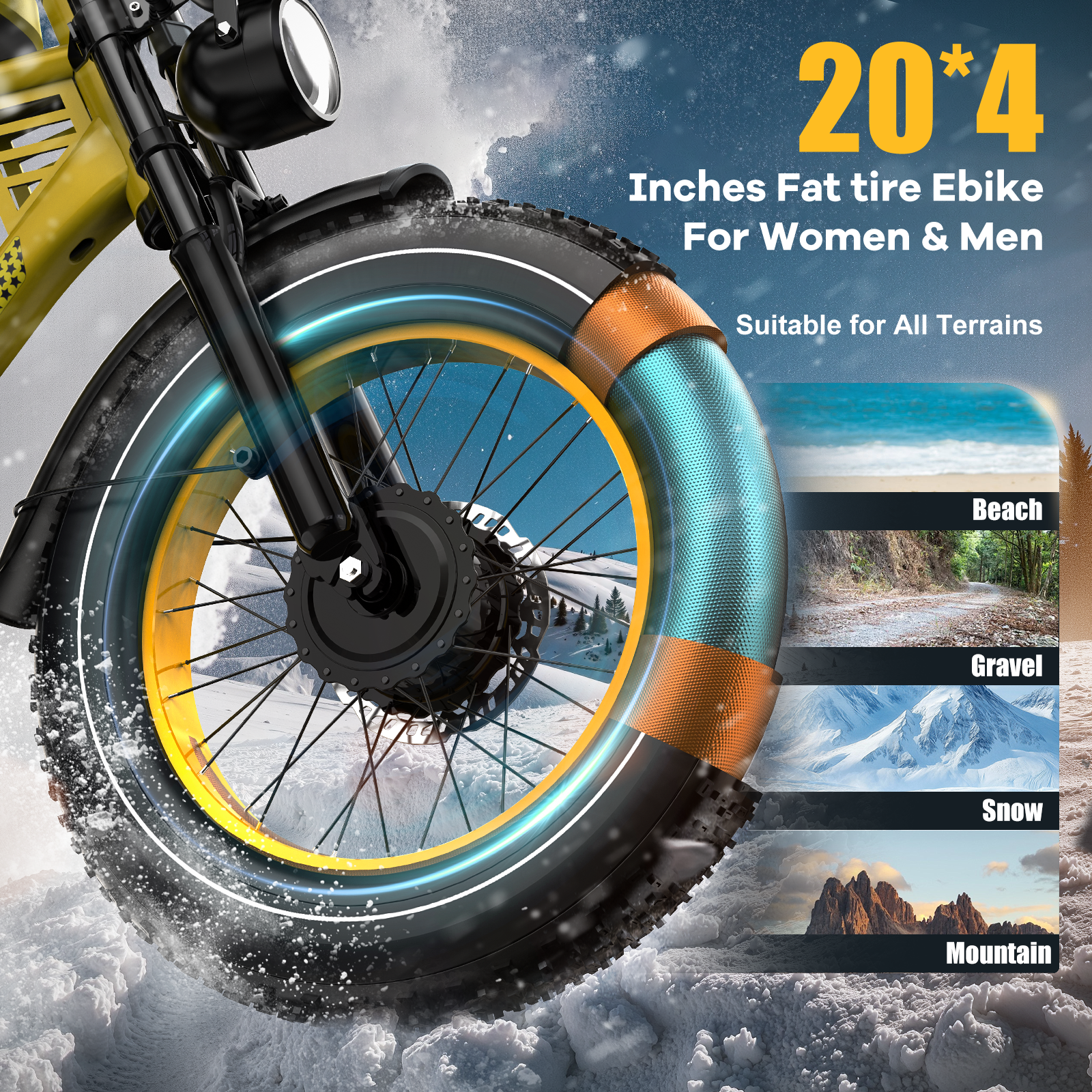 Electric Fat Tire Bike for Adults, 3000W Peak Dual Motor Electric Bicycle , Max 32MPH 20"x4.0 Off-Road Mountain Ebike , 48V 45AH Battery,  200Miles PAS Range,UL2849
