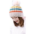 thumbnail image 2 of Womens Cable Knitted Bobble Winter Warm Slouchy Pom Pom Ski Beanie Hat Cap, 2 of 2