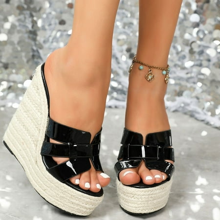 

Dropship 2024 Summer New Espadrille Platform Wedges Mules Sandals Chunky Platform Leisure Women Comfy Shoes Sandals