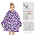thumbnail image 6 of Purple Butterfly Pattern Blanket Hoodies for Kids 6-13YR Oversize Wearable Blanket Hoodies for Boys Girls Teens, 6 of 7