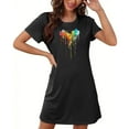 thumbnail image 4 of Mefallenssiah Chemise de Nuit Courte Surdimensionnée pour Femmes Mode Imprimé Poitrine Manches Courtes, 4 of 7