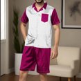 thumbnail image 2 of SnZhen Button up Shirt Men Casual Turndown Button Turndown Solid Short Sleeve Blouse And Pants Set, 2 of 4