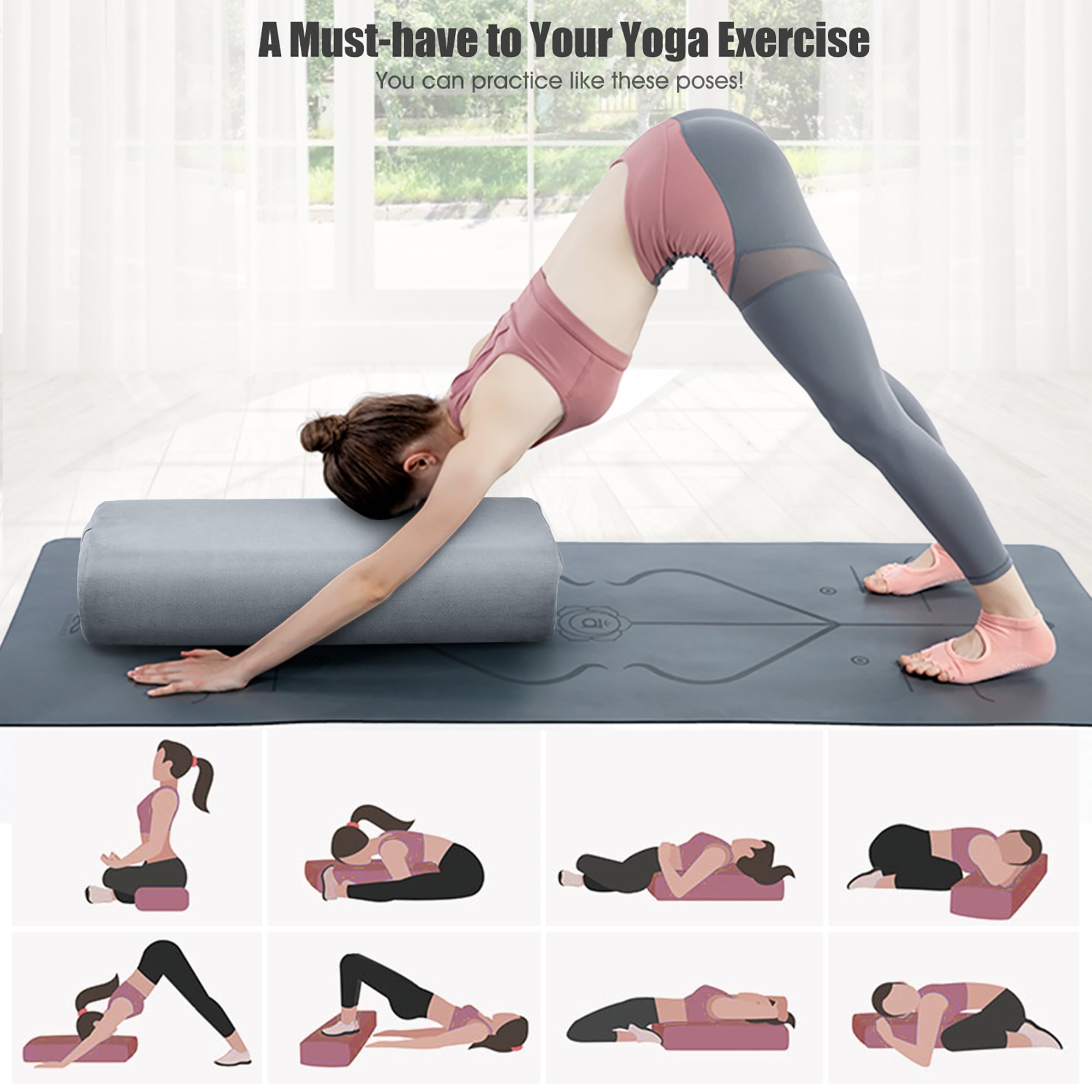 Made from durable materials, the Costway Yoga Bolster Pillow is designed to withstand regular use and maintain its shape over time. Its firm yet comfortable filling provides the support needed for stretching exercises and deep relaxation, while the sleek grey color adds a touch of sophistication to your yoga or meditation area. Enhance your practice with this stylish and functional bolster pillow today.