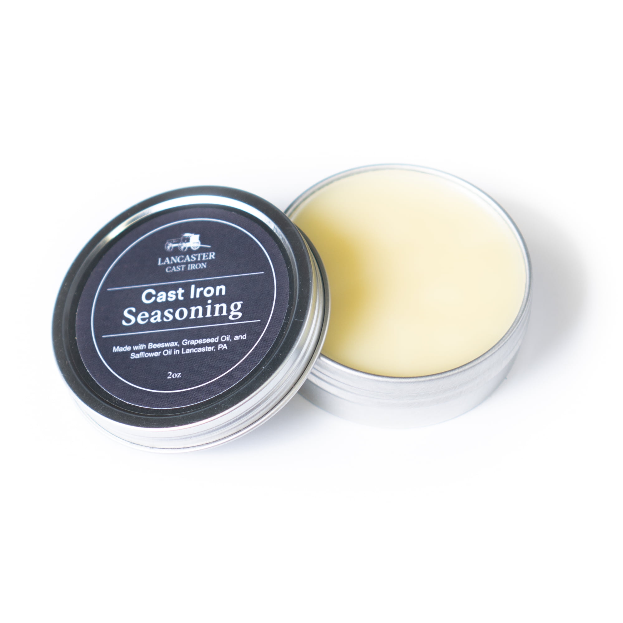 Cast Iron Seasoning 2 oz Blend of Beeswax Grapeseed Oil and Safflower