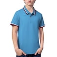 thumbnail image 4 of KAUOD Boys School 𝗨niform Polo Shirts Short Sleeve Striped Lapel Collar Tops Summer Preppy Trendy Casual Pullover Shirt, 4 of 9