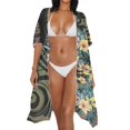 thumbnail image 3 of HELLHERO Tropical Flowers Bathing Suit Cover Up Polyester Quick Dry Free Size Long Kimono Swimsuit Cover Up for Women, 3 of 6