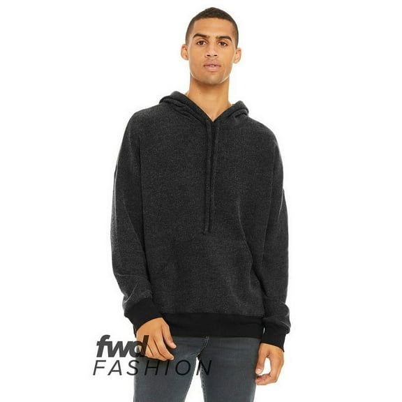 Bella & Canvas B83906505 FWD Fashion Sueded Fleece Hoodie, Black Heather - Large