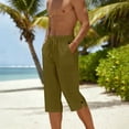 thumbnail image 5 of Mens Cropped Pants Drawstring Elastic Waist Capri Pants Casual Lightweight Jogger Pants Summer Breathable 3/4 Length Workout Lounge, 5 of 9