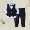 thumbnail image 2 of mgoYE Baby Boy Clothes Outfit Suit Long Sleeve Gentleman Tuxedo Vest Wedding Birthday Party Suit(Black,4-5 Years), 2 of 4