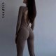 thumbnail image 2 of BoozRey Fashion Mono ajustado sin espalda con costuras en contraste Conjuntos deportivos de una pieza Primavera 2022 Ropa de calle para mujer, 2 of 5