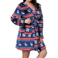 thumbnail image 4 of dazeni Women Flannel Robe Plus Size Vintage Print Winter Warm Kimono Robes Short Lightweight Fuzzy Fleece Cozy Sleepwear Casual Bathrobe for Ladies Loungewear, 4 of 5