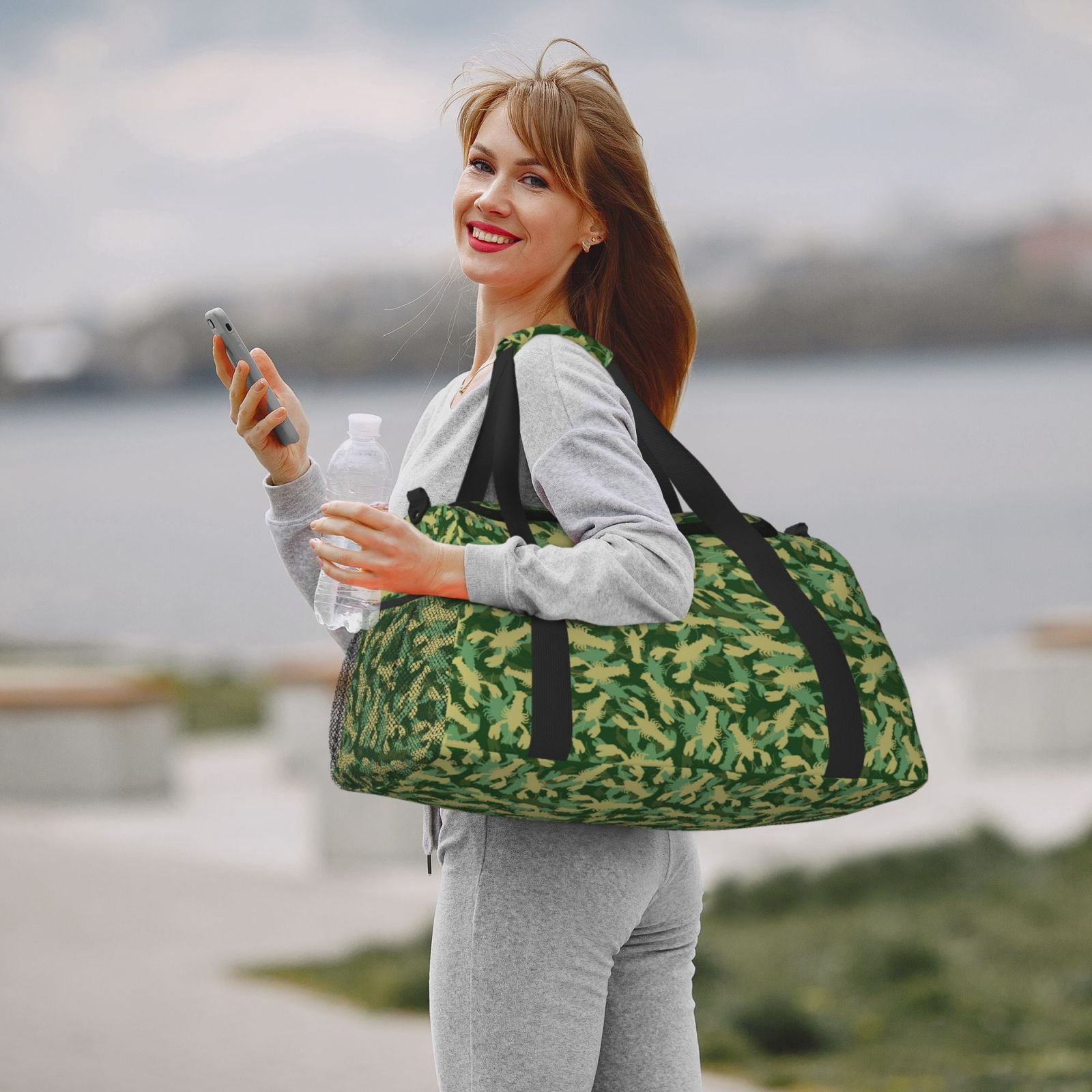 Fuzoiu Crayfish Army Print Travel Duffle Bag,Carry On Tote Bags,Duffel Bag,Sport Gym Bag, Hospital Bag for Labor and Delivery, Overnight Bag,Luggage Bag