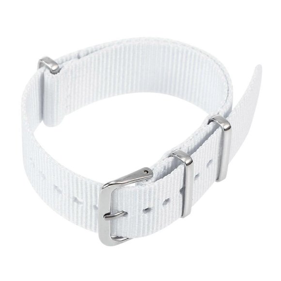Nylon Watch Strap Replacement Heavy Duty Watch Bands Woven Wristband Strap 18mm (White)