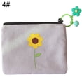 thumbnail image 2 of Flower Coin Purse Cute Canvas Zipper Change Pouch Mini Wallet Bag with Keychain, 2 of 10