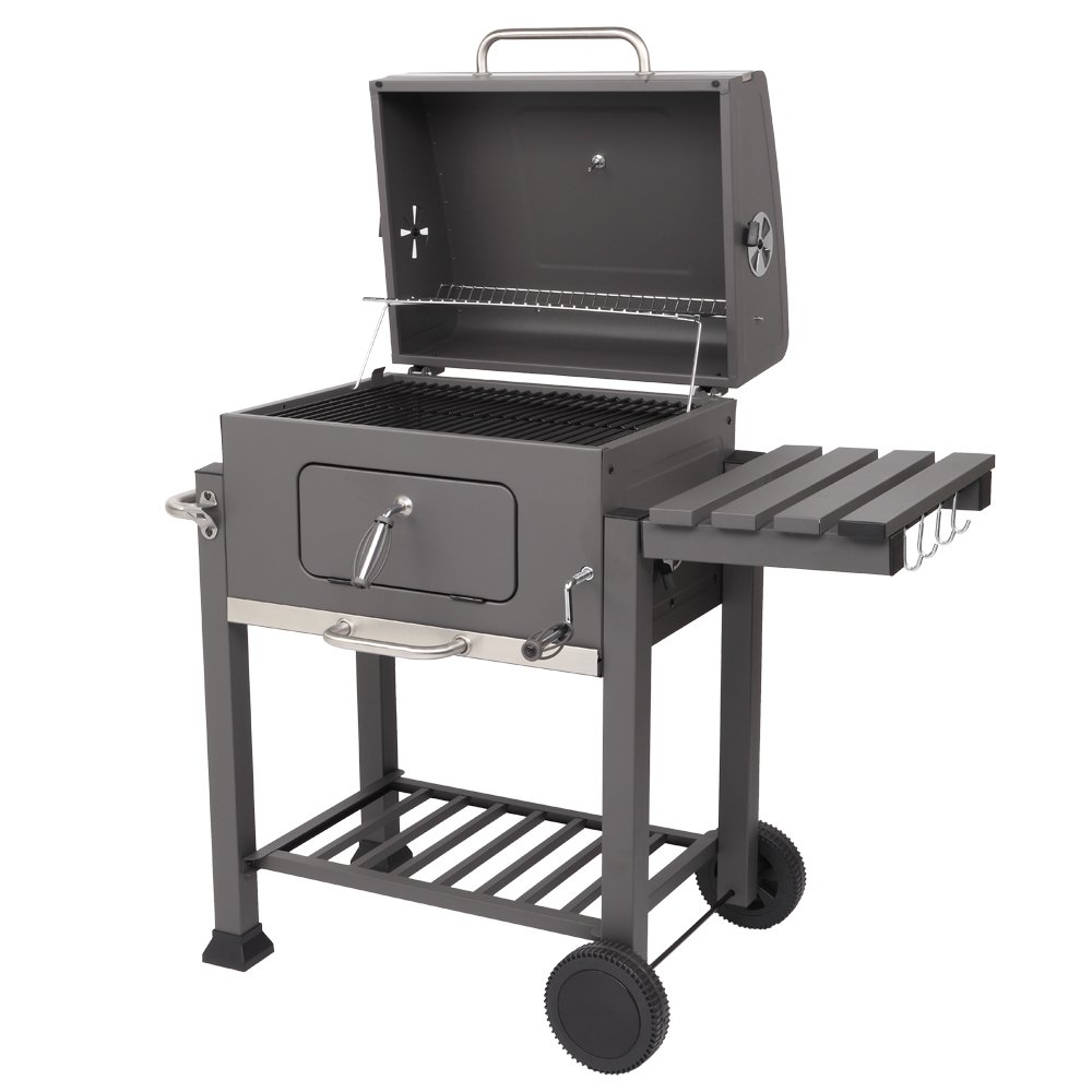 BBQ Charcoal Grill, Cast Iron Grill Large Portable Picnics Barbecue