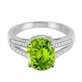 thumbnail image 4 of Mauli Jewels Rings for Women 2.52 Carat Oval Peridot and Diamond Ring 4-Prong 10K White Gold, 4 of 6