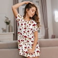 thumbnail image 3 of Fotbe Red Mushroom Bata de Dormir para Mujer con Estampado, Camisón de Algodón de Manga Corta, Ropa de Dormir Casual, 3 of 6