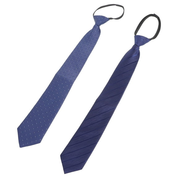 ifundom 2Pcs Polyester Silk Zipper Ties for Men, Solid Color, Easy to Wear, Perfect for Business and Formal Occasions