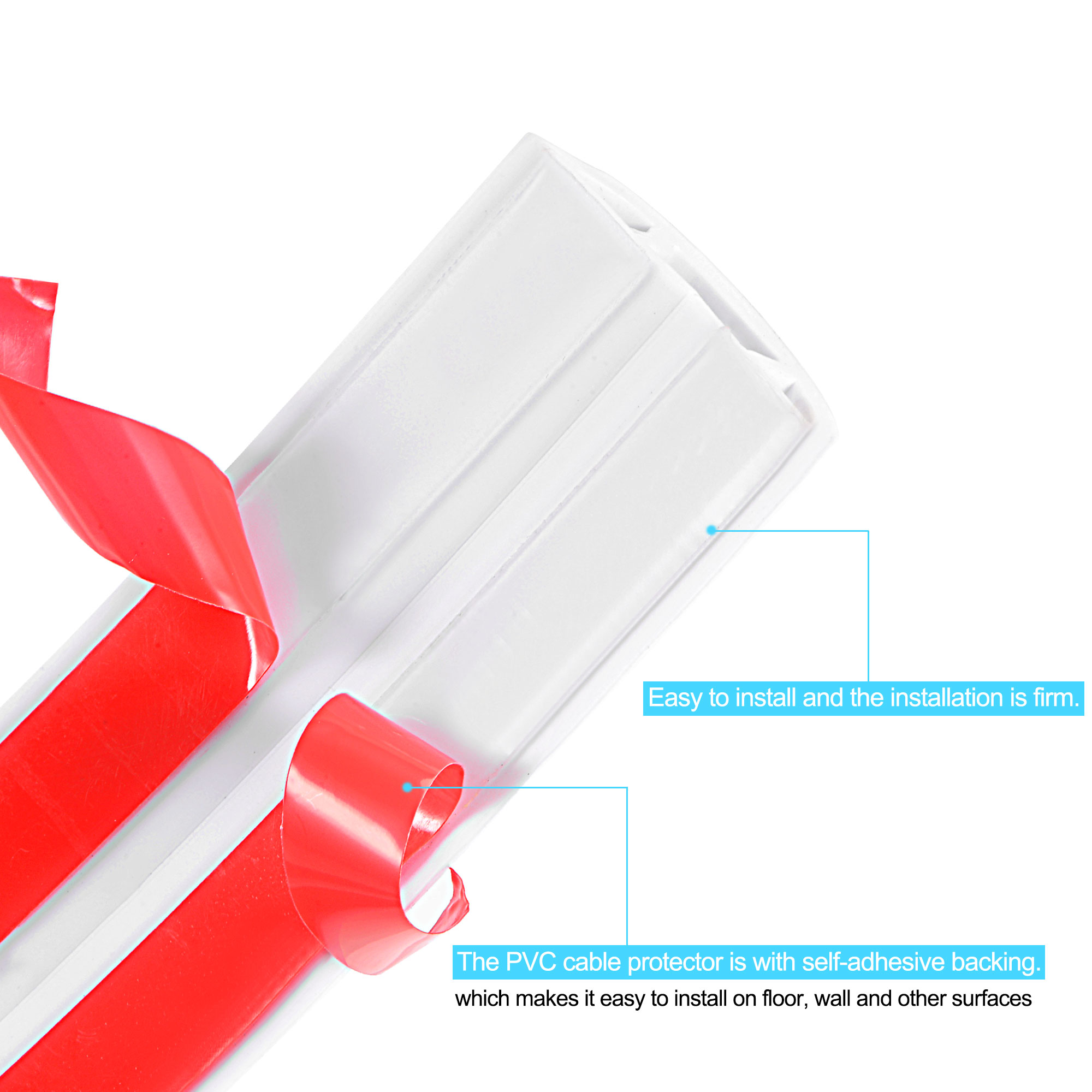 Unique Bargains Floor Cord Cover Cable Protector Cable Management White 0.4" W x 0.24" H