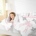 thumbnail image 4 of jejeloiu Retro Bow Ribbon Bedding Comforter Set,Cartoon Flowers Pattern Twin Comforter Sets,White Pink Gray Bedding Set For Girl,Microfiber Bedroom Decor Reversible,2 Pieces, 4 of 8