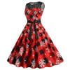 thumbnail image 1 of Wyzesi Robes Rouges pour Femmes Décontractées avec Poches Col Rond Sans Manches Imprimé de Noël Rétro Jupe Longue Robe Pyjama de Noël Costume, 1 of 8