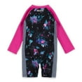 thumbnail image 3 of Nano One-Piece Rashguard Girls Long-Sleeve Swimsuit - Black/Fuchsia (18-24 Months), 3 of 4