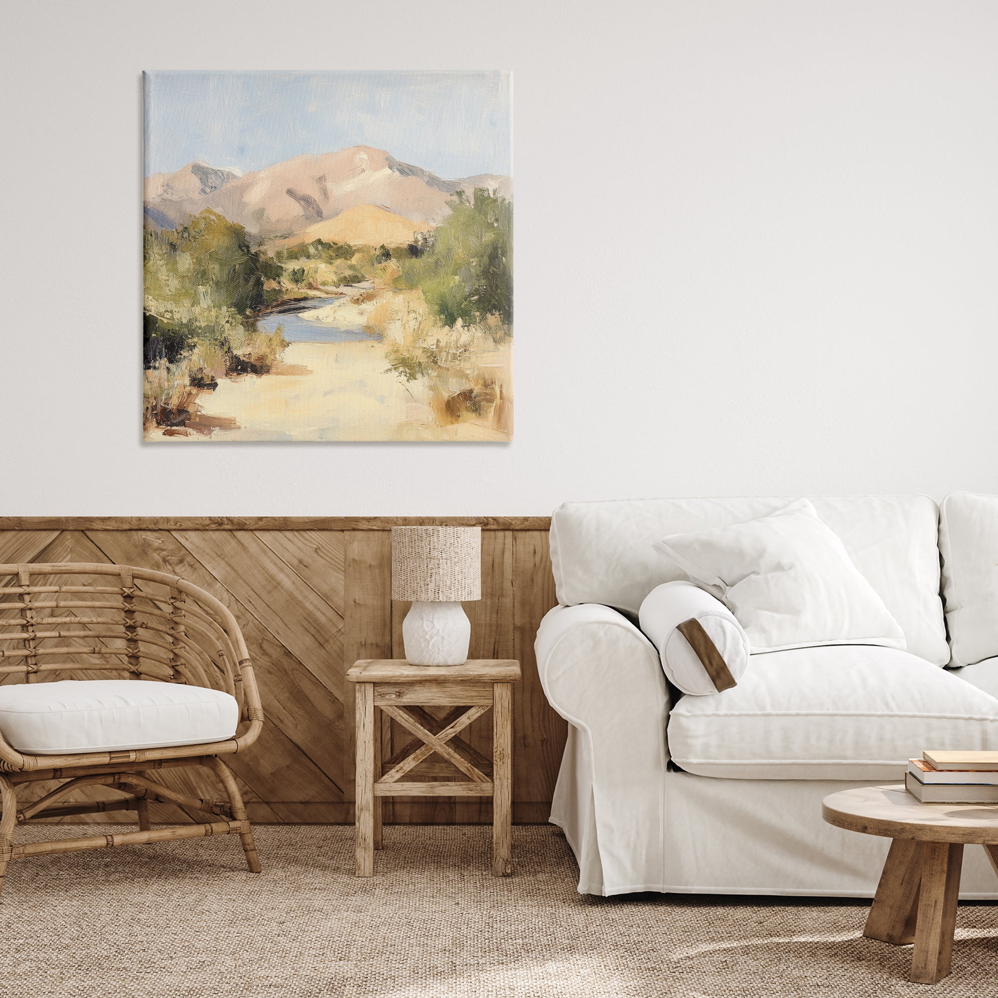 Stupell Industries Beige Desert Mountain Stream Canvas Wall Art, design by Petal Prints Design