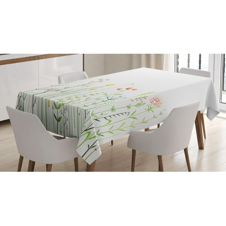 

Green Flower Tablecloth Grass Pattern Nature Illustration Wildlife Scene Rustic Lifestyle Elements Rectangular Table Cover for Dining Room Kitchen 60 X 90 Inches Multicolor by Ambesonne