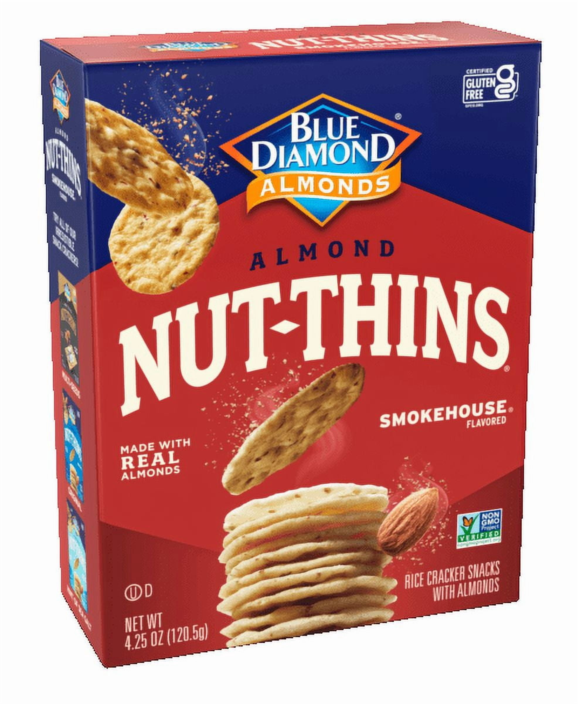 Blue Diamond Almonds Nut-Thins Smokehouse Flavored Rice Cracker Snacks with Almonds, 4.25 oz