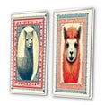 thumbnail image 3 of Designart "Retro Stamp Alpaca Portrait Illustration III" Alpaca Framed Wall Art Set Of 2 - Traditional Red Frame Gallery Set For Office Decor, 3 of 6