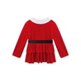 thumbnail image 4 of DPOIS Kids Girls Christmas Costume Long Sleeve Layered A-line Velvet Red Dress Red 4, 4 of 7