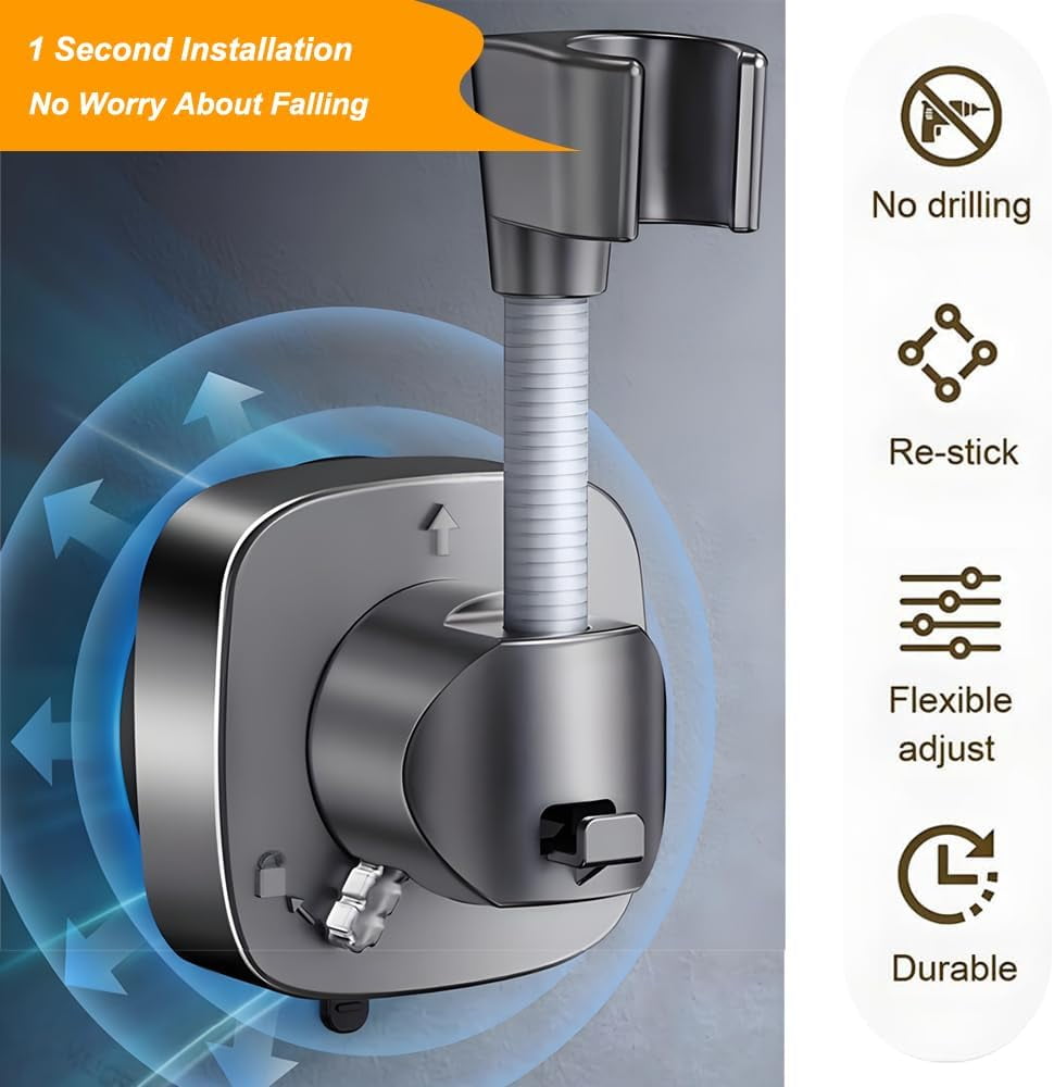Shower Head Holder Wall Mounted, 360° Adjustable Handheld Shower Head Bracket Holder, Suction Cup Installation Shower Wand Holder, Multi-Directional Removable Wall Mounted Suction Bracket (white)Z