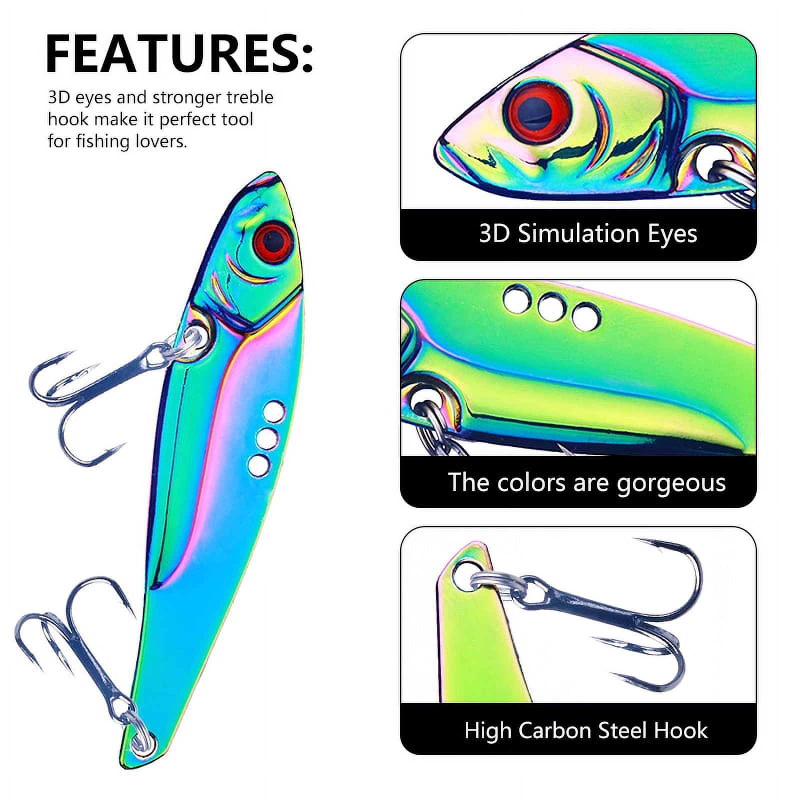 HENGJIA Blade Bait Fishing Spoon Lures, 6PCS Hard Metal Blade Baits Lipless Crankbait VIB Lures for Bass Walleye Trout Swimbait Freshwater Saltwater Fishing Lures