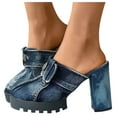 thumbnail image 6 of Mostsola Heels for Women Trendy Denim Closed Toe Dress Shoes Lug Sole Platform Slip on Shoes, 6 of 8