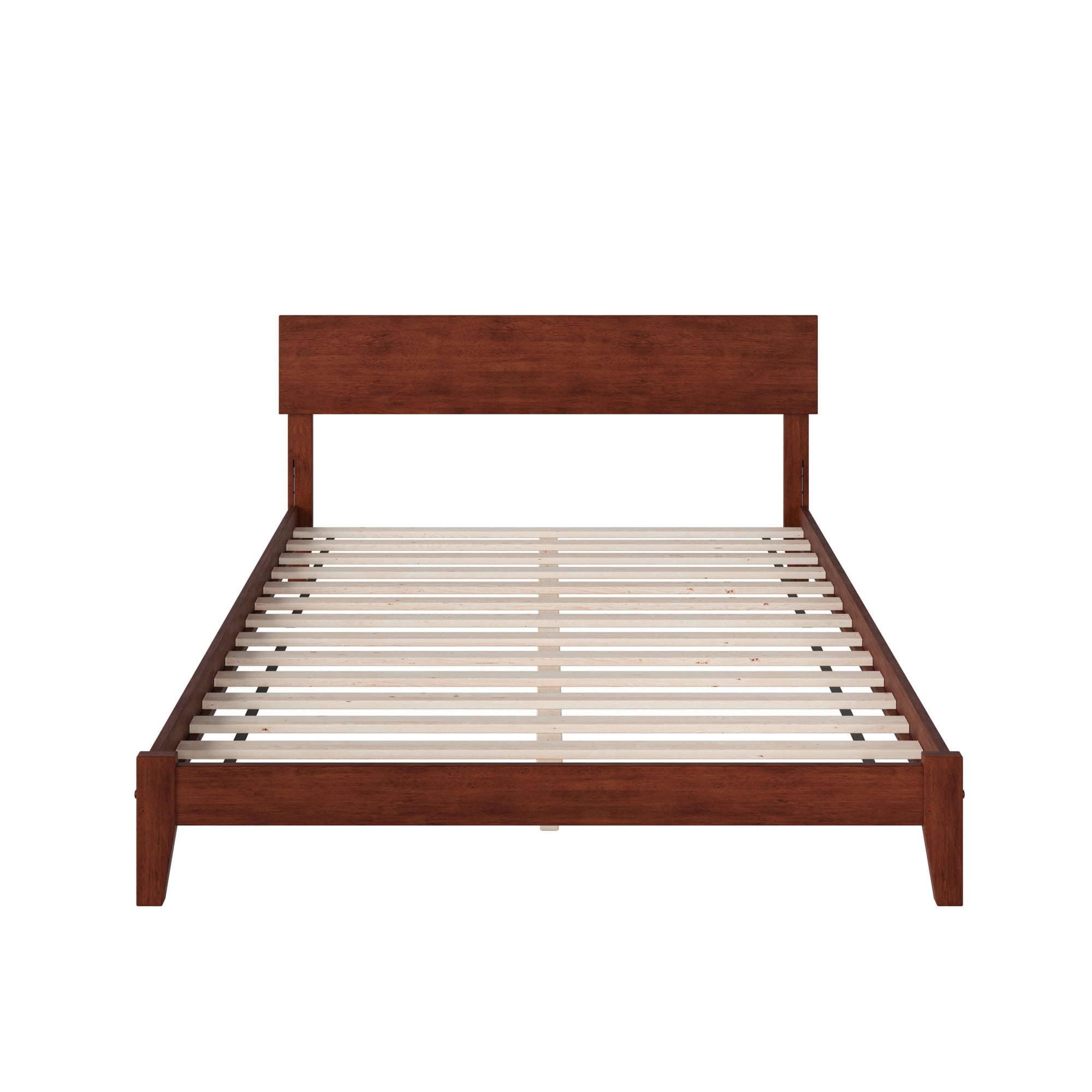 AFI Orlando King Low Profile Wood Platform Bed Frame with Panel Headboard, Walnut