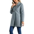 thumbnail image 4 of Abrigo de longitud media de manga raglán de doble botonadura para mujer Allegra K en gris azul, talla XL, 4 of 6