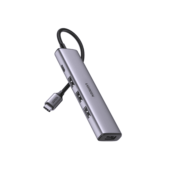HUB USB-C 4 en 1 UGREEN CM473 USB-A 3.0 5Gbps + 1 soporte USB C