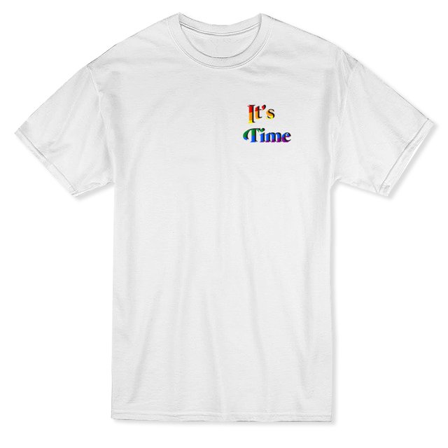 It's Time Rainbow Graphic Quote Men's White T-shirt