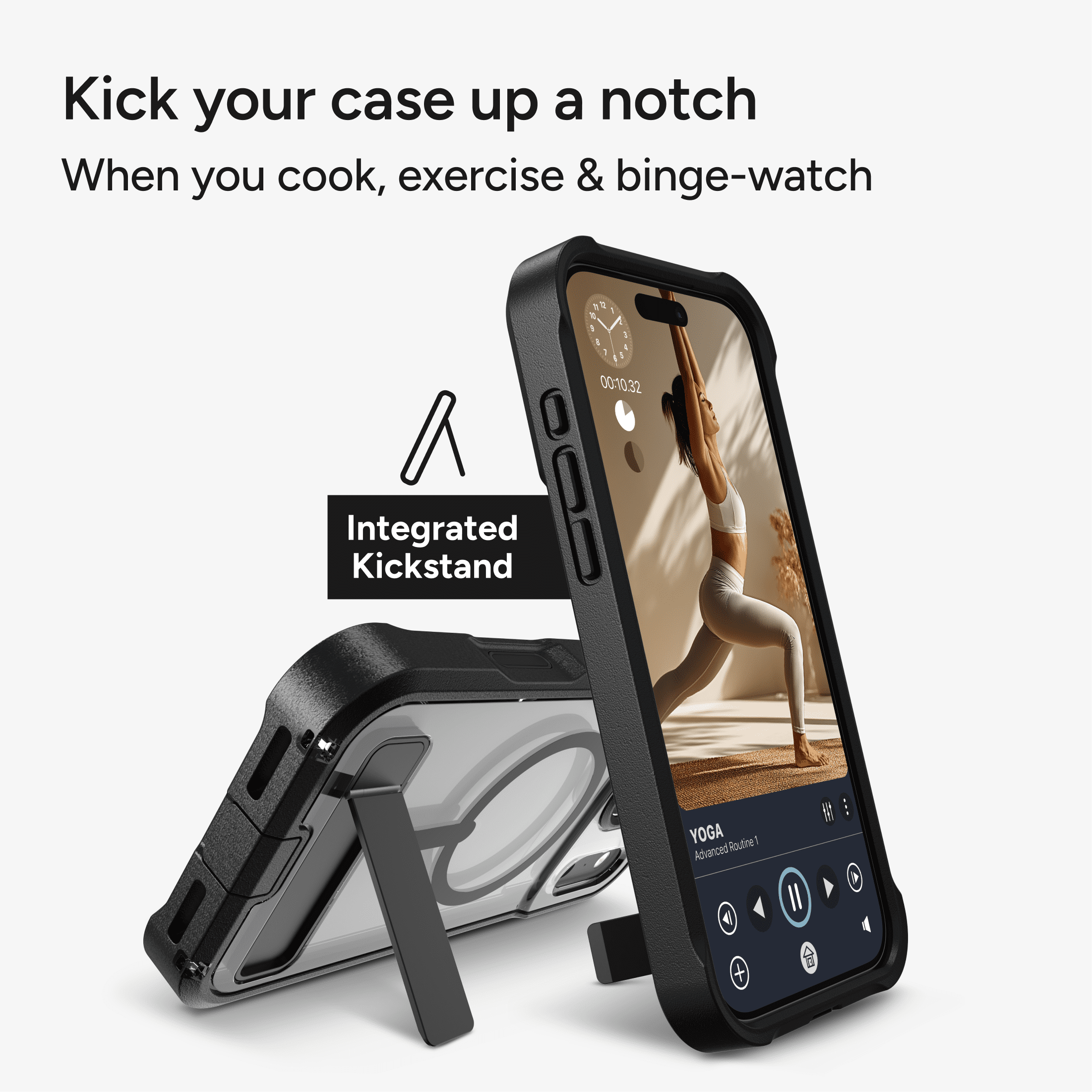 ZAGG Rugged Case - Apple iPhone 17e & 16e Case with MagSafe and Built-In Kickstand – Clear/Black
