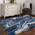 thumbnail image 4 of Retro Navy Blue White Large Area Rugs for Bedroom Living Room, Soft Non Slip Carpet Bedside Rug, Marble Abstract Art Rectangular Floor Cover Kitchen Accent Rug 2.7'x5' for Dining Room/Office, 4 of 9