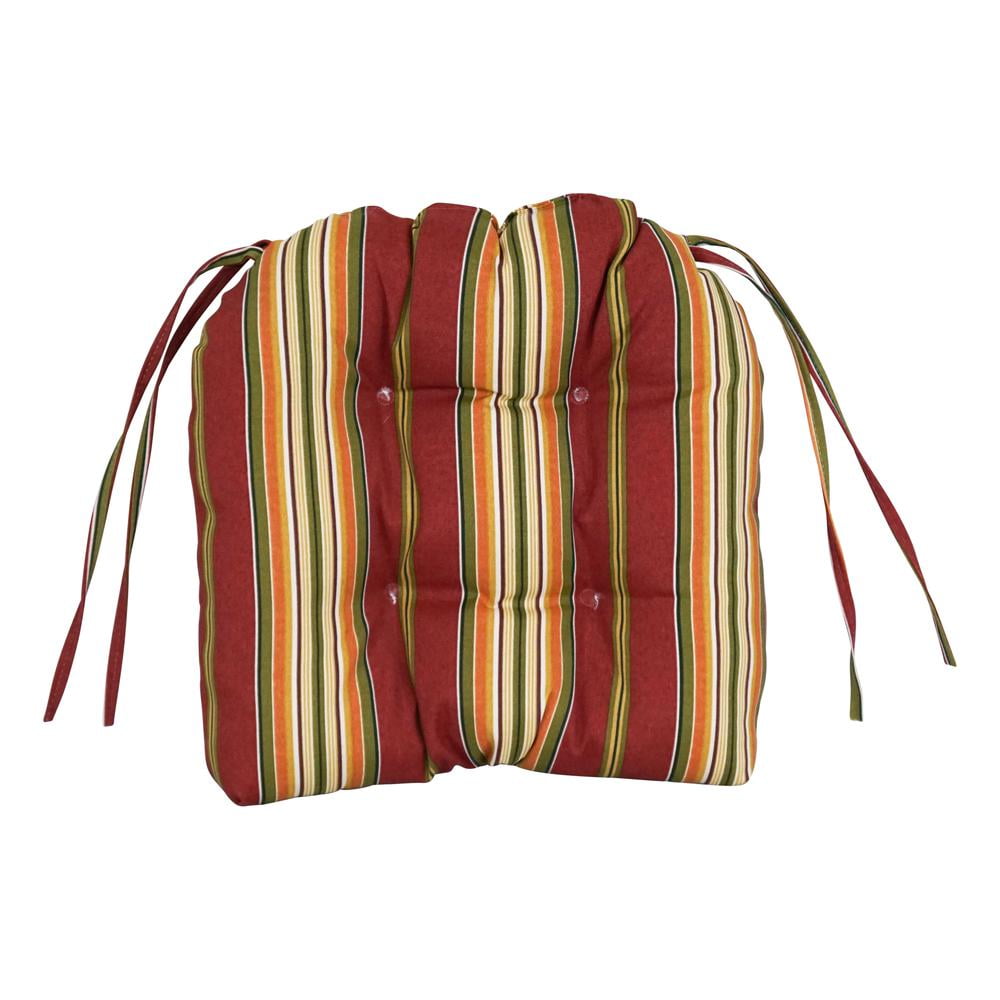 Blazing Needles 16-inch Outdoor Rounded Back Chair Cushion, 16" x 16", Kingsley Stripe Ruby 4 Count