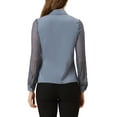 thumbnail image 3 of INSPIRE CHIC Women's Chiffon Textured Sheer Sleeve Button Down Work Shirt L Gray Blue, 3 of 6