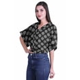 thumbnail image 3 of Moomaya Wrap Tops For Women Printed Elastic Waist Boxy Sleeve Casual Wrap Blouse, 3 of 5