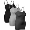 thumbnail image 5 of Emmalise Women's Basic Casual Long Camisole Cami Top Value Combo- 3Pk - Black, HthGray, HthCharcoal, Medium, 5 of 8