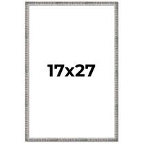 17x27 Frame Silver Grey Distressed Solid Wood Picture Frame | 0.75 Inch Moulding Width | Interior
