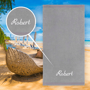 Kaufman -Personalized Velour Beach Towel and Pool Towel 100% Cotton 30" X 60" Embroidered (Grey)