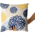 thumbnail image 5 of Yellow and Blue Throw Pillows Covers 16x16 Set of 2, Gray Navy Dahlia Flower Pillow Cushion Cases, Floral Decor Throw Pillows Cover Gifts for Bed Couch Sofa Living Room, 5 of 6
