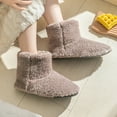 thumbnail image 5 of Fesfesfes Ladies Cotton High Top Plush Slippers Women's Slippers House Bedroom Slippers For Plush Comfy Lined Slide Shoes Woman Shoes 7-8.5(39-41), 5 of 6
