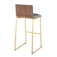thumbnail image 4 of Mason Mara 30" Contemporary Fixed-Height Barstool in Gold Metal, Walnut Wood and Grey Faux Leather by LumiSource - Set of 2, 4 of 4
